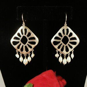 Retired SILPADA Sterling Silver Dangle Earrings With Freshwater Pearl Dangles